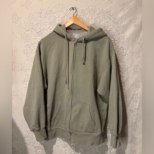 TNA Aritiza cozy zip up in green